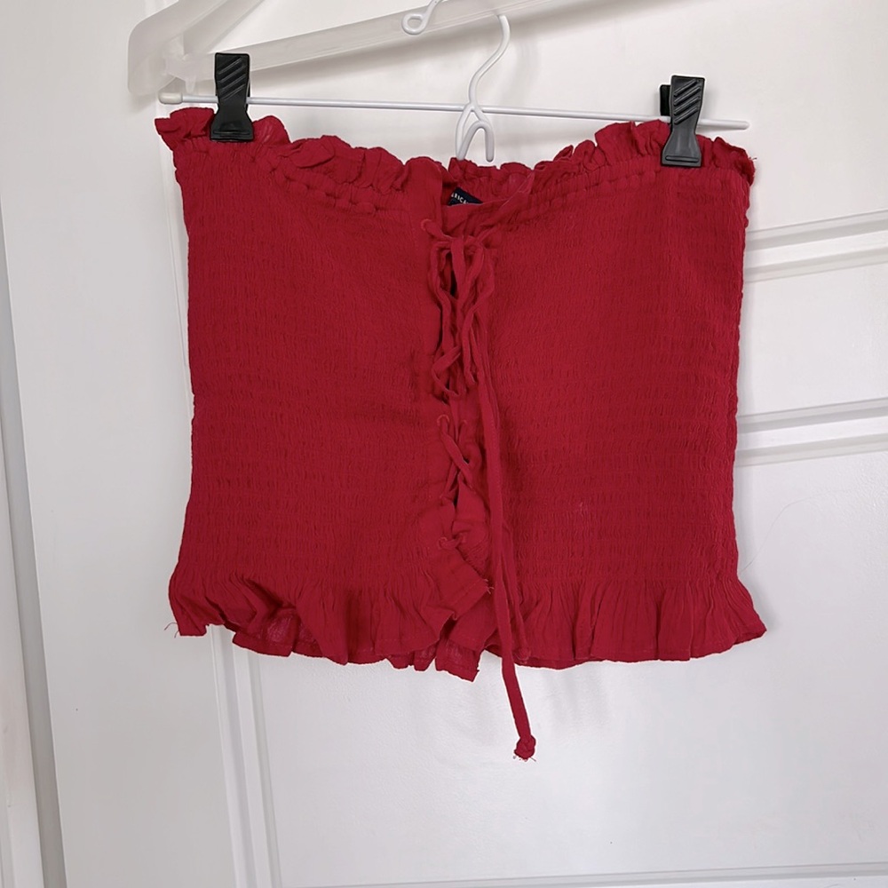 American Eagle - scrunch red tube top